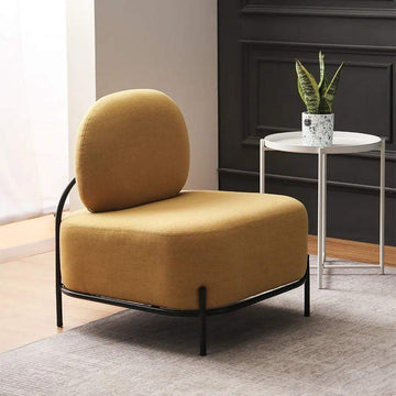 Yellow Linen Upholstered Armless Accent Chair Black Leg-Richsoul-Chairs & Recliners,Furniture,Living Room Furniture